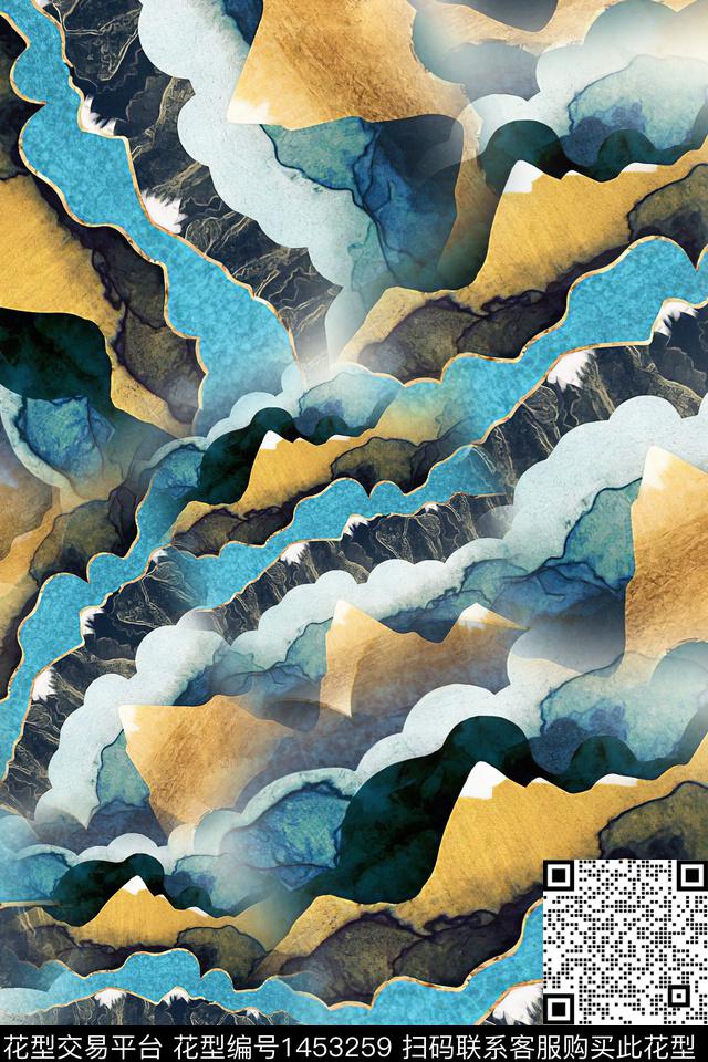 水彩肌理抽象花卉数码印花华亿平台下载（图片编号: 1453259） - 瓦栏（Walan）