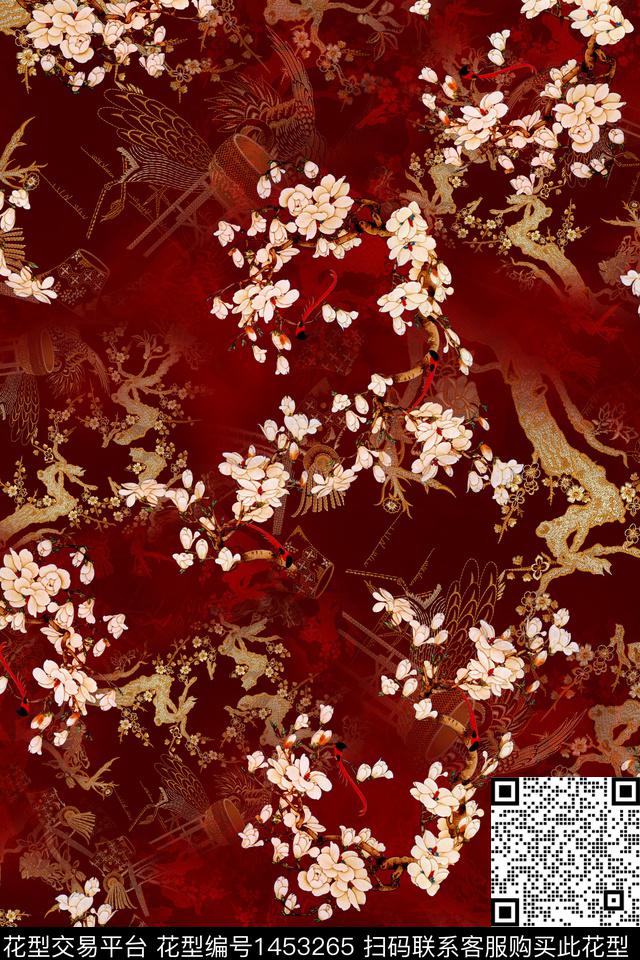 大牌风旗袍香云纱数码印花华亿平台下载（图片编号: 1453265） - 瓦栏（Walan）