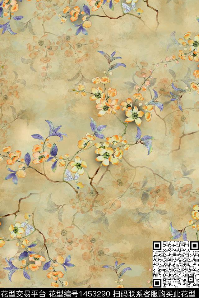 女装花卉香云纱数码印花华亿平台下载（图片编号: 1453290） - 瓦栏（Walan）