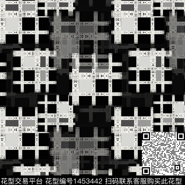 格子几何大牌风数码印花华亿平台下载（图片编号: 1453442） - 瓦栏（Walan）