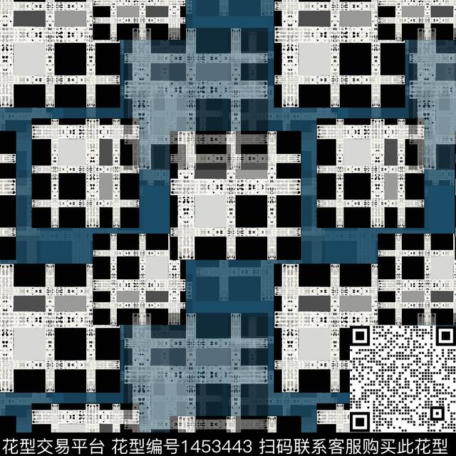 格子几何大牌风数码印花华亿平台下载（图片编号: 1453443） - 瓦栏（Walan）