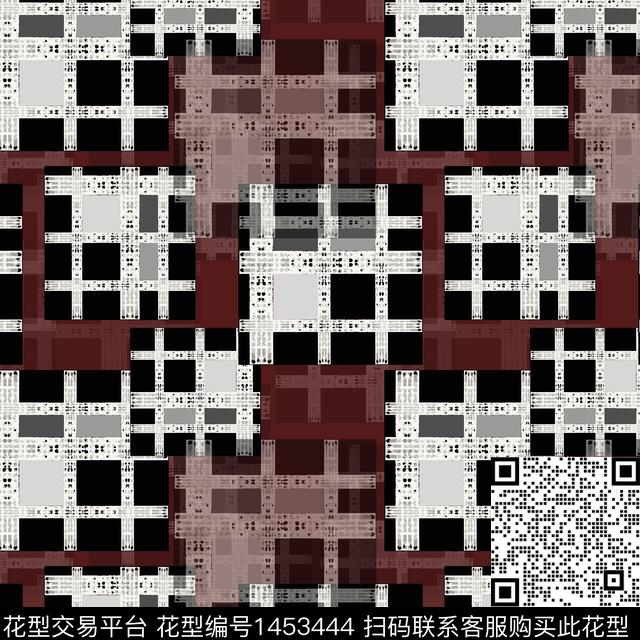 格子几何大牌风数码印花华亿平台下载（图片编号: 1453444） - 瓦栏（Walan）