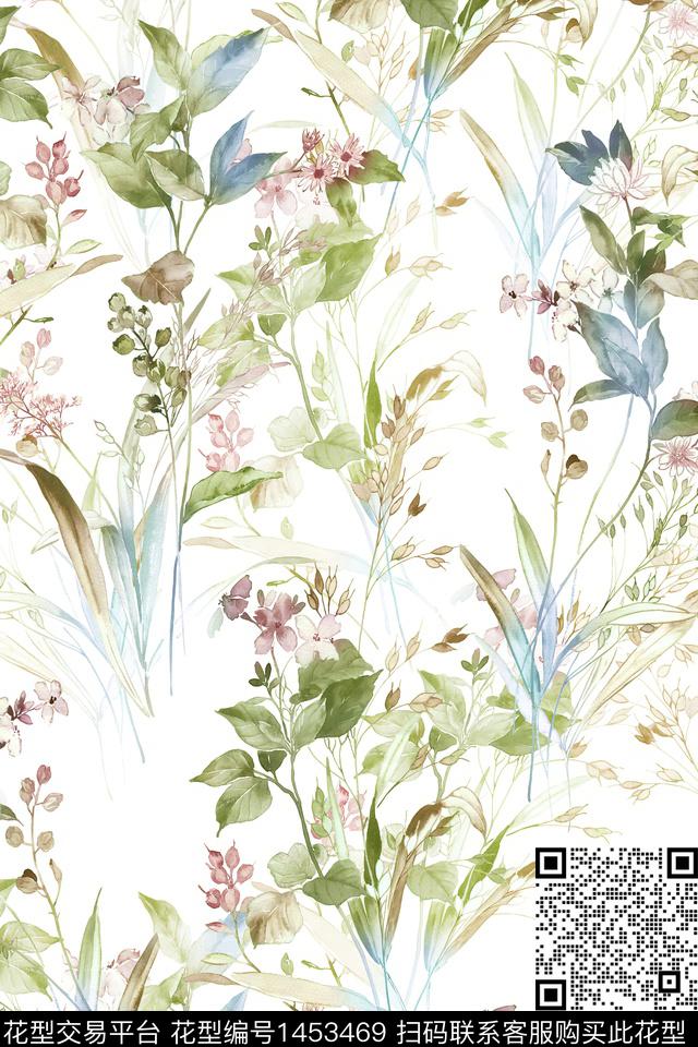 花卉大牌风小清新数码印花华亿平台下载（图片编号: 1453469） - 瓦栏（Walan）
