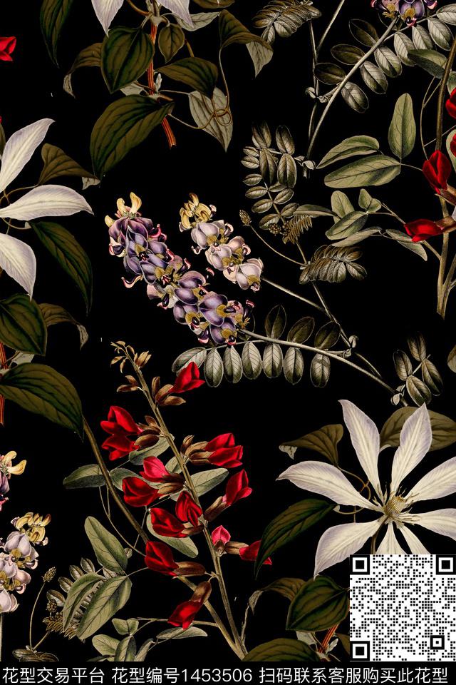 民族花卉花卉大牌风数码印花华亿平台下载（图片编号: 1453506） - 瓦栏（Walan）