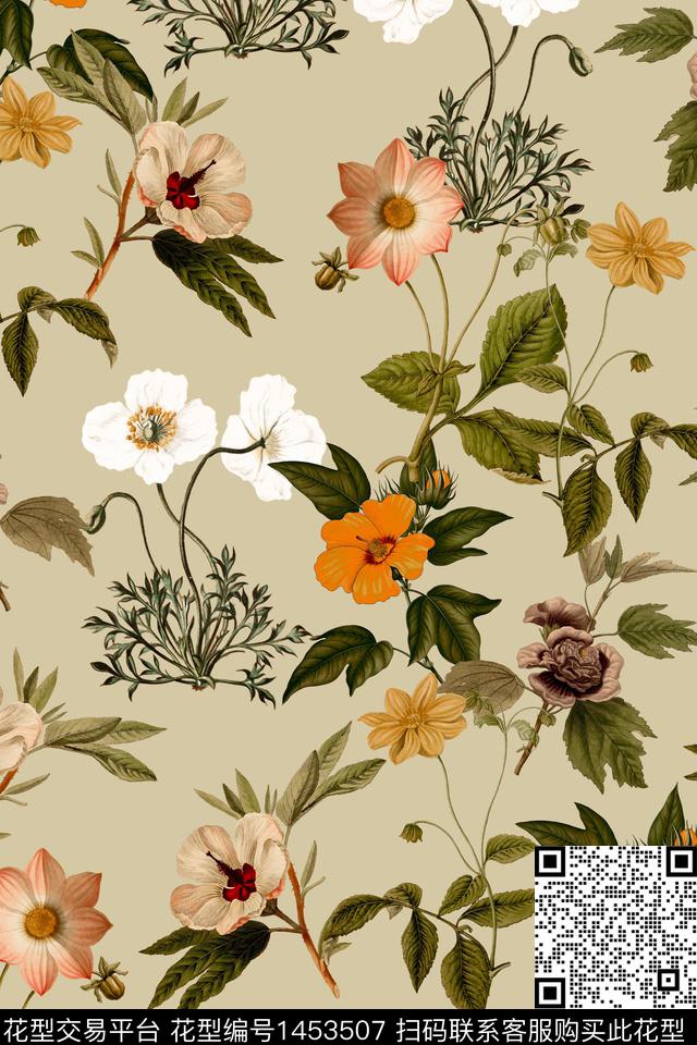 民族花卉花卉大牌风数码印花华亿平台下载（图片编号: 1453507） - 瓦栏（Walan）
