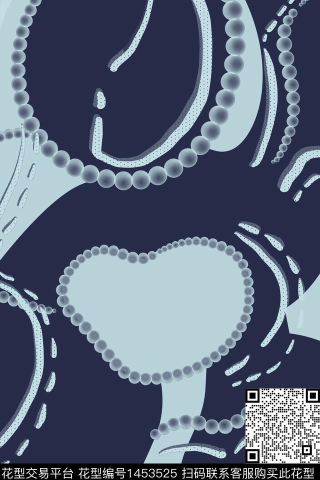 撞色线条抽象花卉数码印花华亿平台下载（图片编号: 1453525） - 瓦栏（Walan）