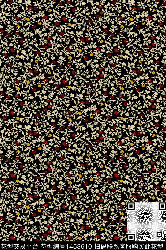 时尚简约花卉传统印花华亿平台下载（图片编号: 1453610） - 瓦栏（Walan）