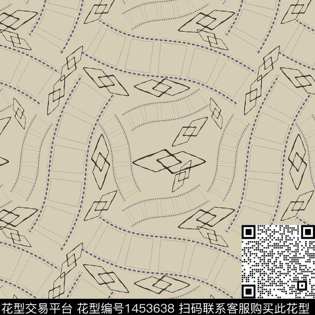 线条几何大牌风传统印花华亿平台下载（图片编号: 1453638） - 瓦栏（Walan）