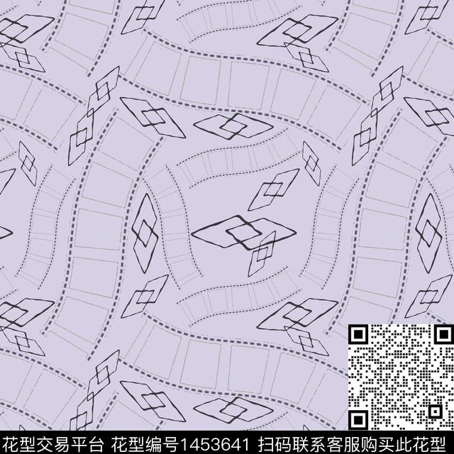 线条几何大牌风传统印花华亿平台下载（图片编号: 1453641） - 瓦栏（Walan）