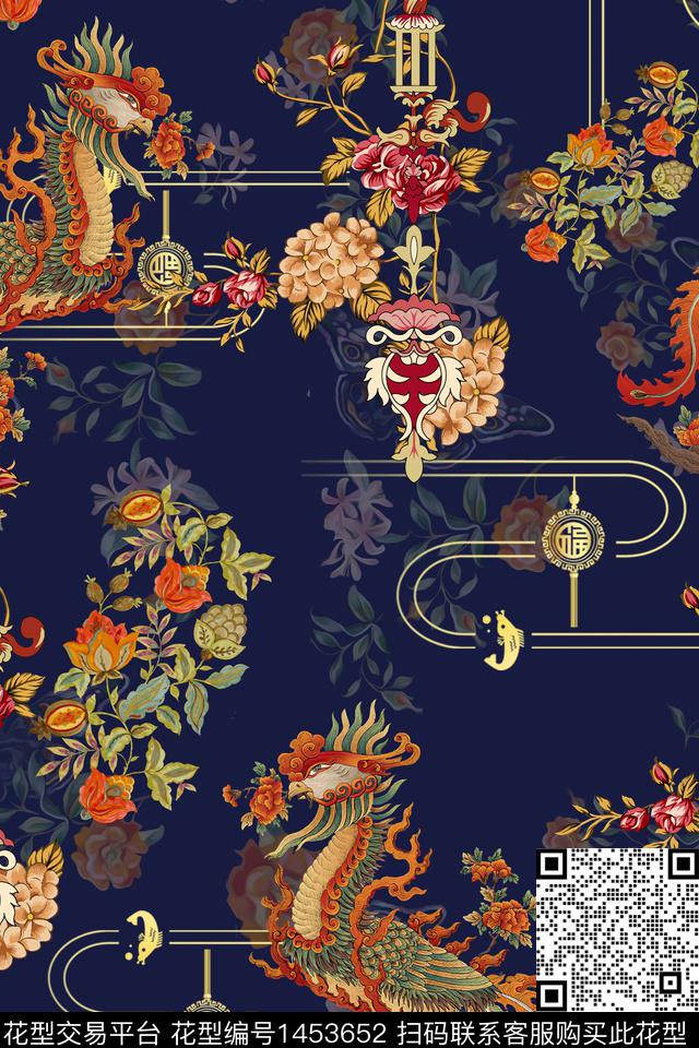 花卉中国风真丝数码印花华亿平台下载（图片编号: 1453652） - 瓦栏（Walan）