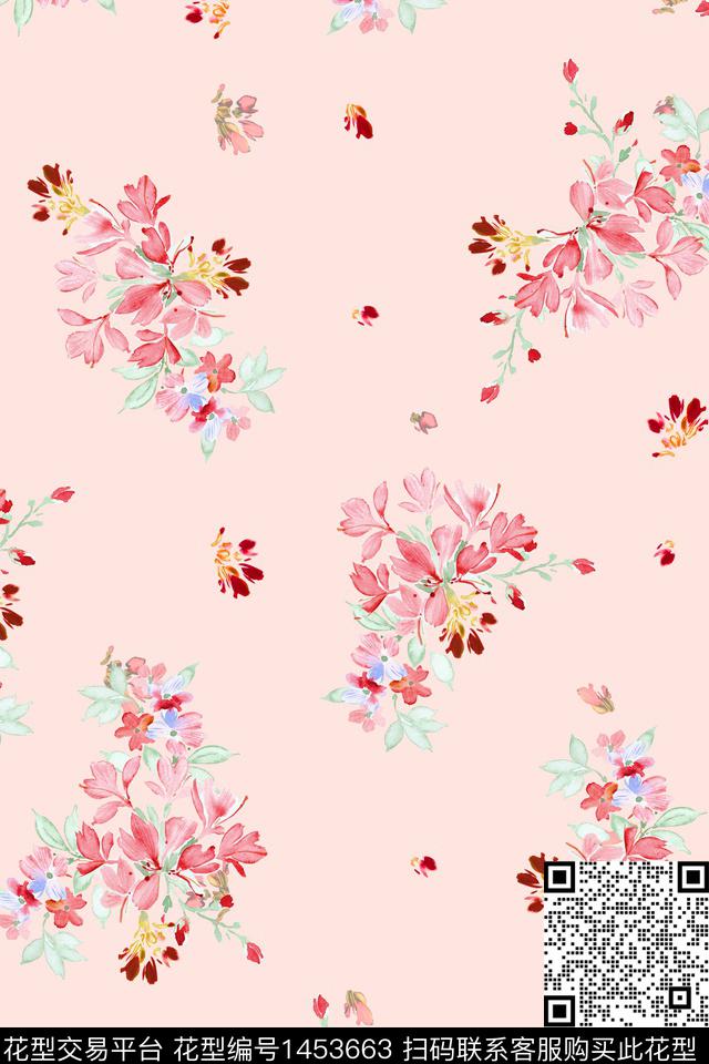 花卉大牌风年轻女性数码印花华亿平台下载（图片编号: 1453663） - 瓦栏（Walan）