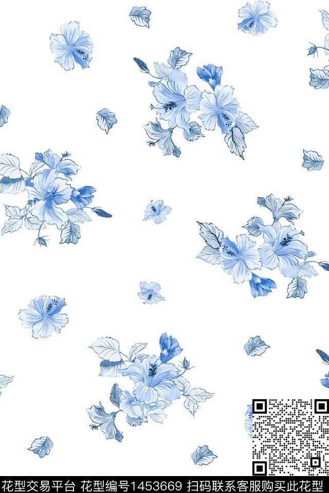 花卉大牌风年轻女性数码印花华亿平台下载（图片编号: 1453669） - 瓦栏（Walan）