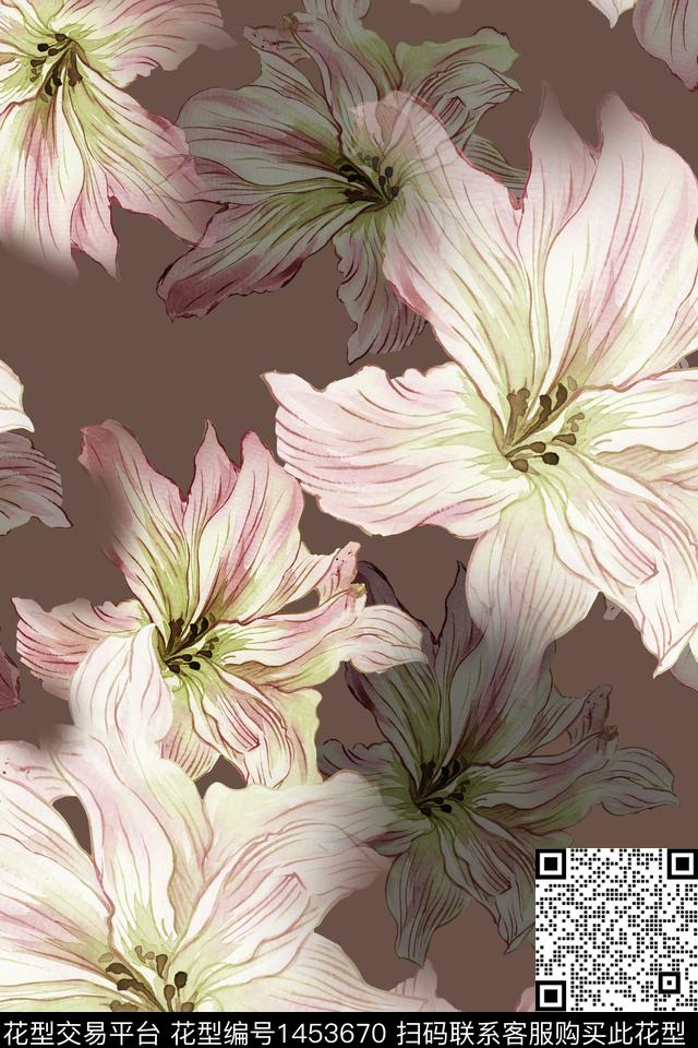 花卉大牌风年轻女性数码印花华亿平台下载（图片编号: 1453670） - 瓦栏（Walan）