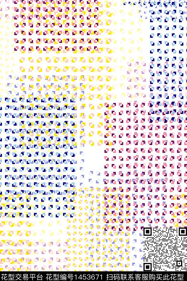 几何花卉几何民族风数码印花华亿平台下载（图片编号: 1453671） - 瓦栏（Walan）