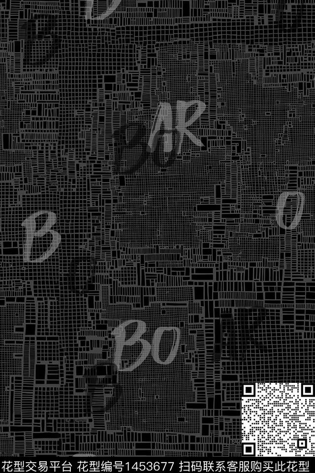 字母肌理几何数码印花华亿平台下载（图片编号: 1453677） - 瓦栏（Walan）