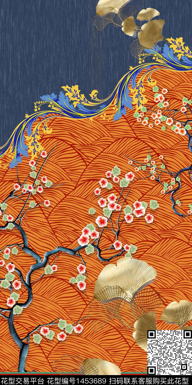 定位花数码华亿平台香云纱数码印花华亿平台下载（图片编号: 1453689） - 瓦栏（Walan）