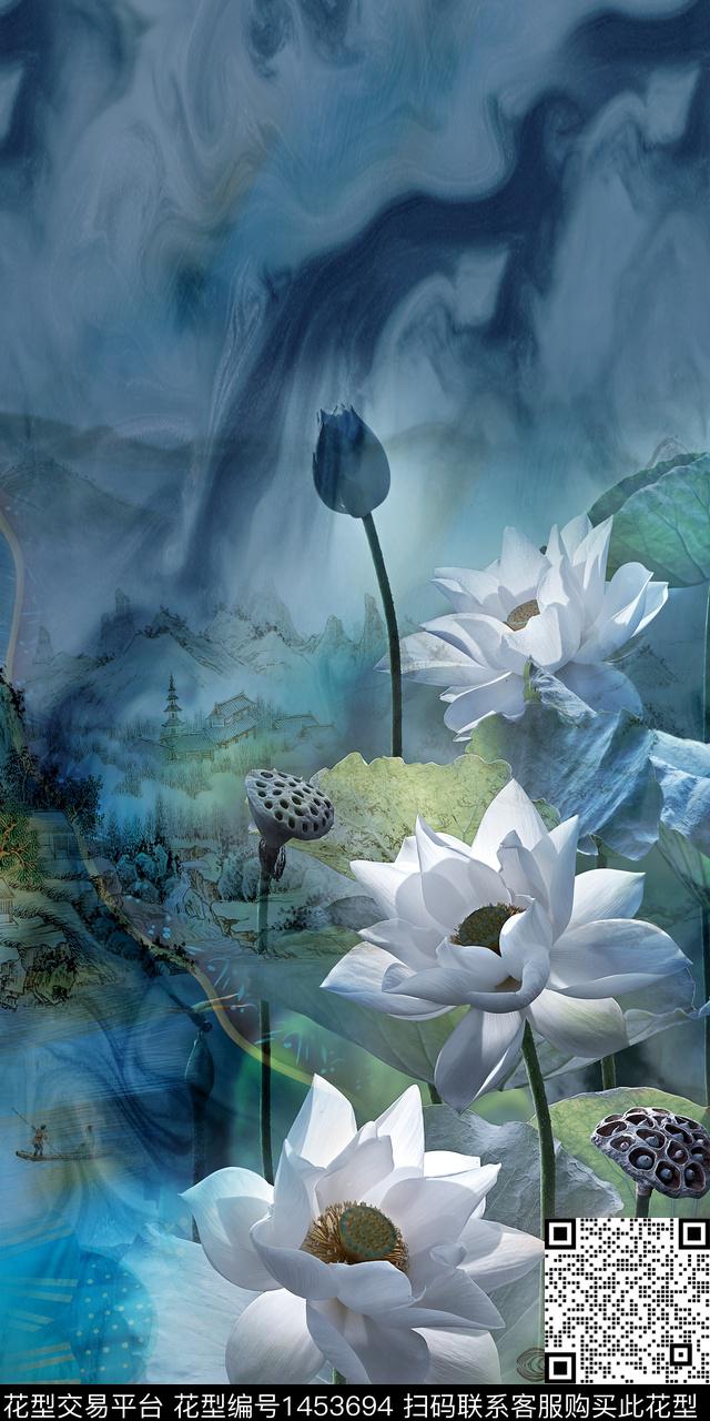 定位花数码华亿平台香云纱数码印花华亿平台下载（图片编号: 1453694） - 瓦栏（Walan）