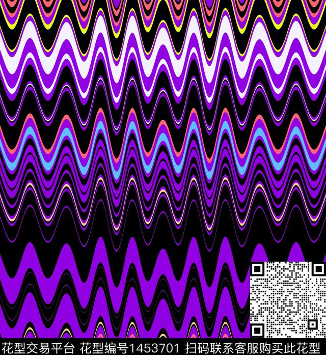 几何波浪纹抽象数码印花华亿平台下载（图片编号: 1453701） - 瓦栏（Walan）