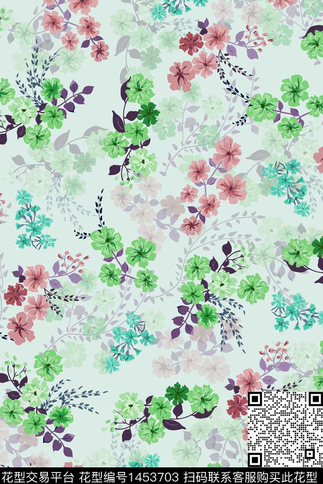 花卉大牌风小碎花数码印花华亿平台下载（图片编号: 1453703） - 瓦栏（Walan）