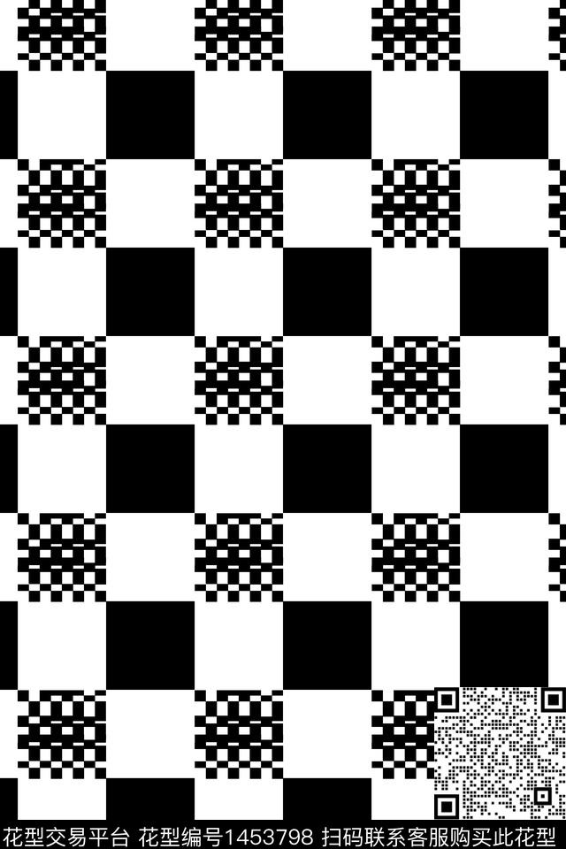 格子几何大牌风传统印花华亿平台下载（图片编号: 1453798） - 瓦栏（Walan）