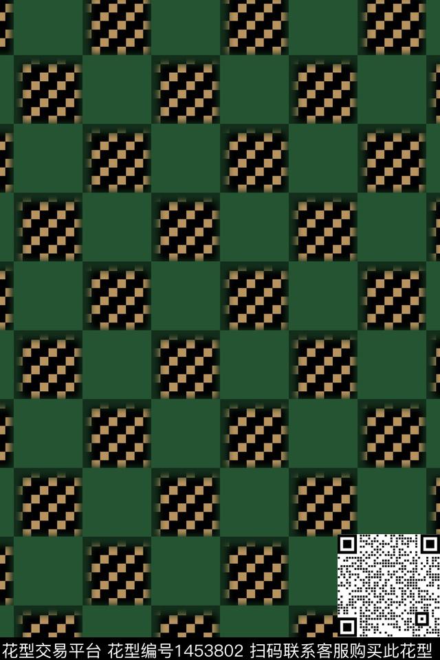 格子几何大牌风数码印花华亿平台下载（图片编号: 1453802） - 瓦栏（Walan）