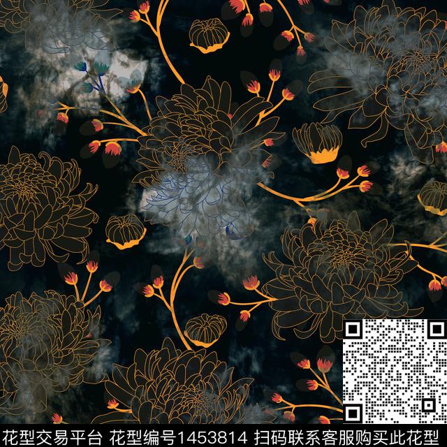 女装花卉香云纱数码印花华亿平台下载（图片编号: 1453814） - 瓦栏（Walan）