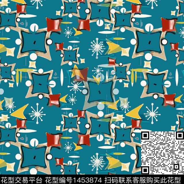 格子几何大牌风传统印花华亿平台下载（图片编号: 1453874） - 瓦栏（Walan）