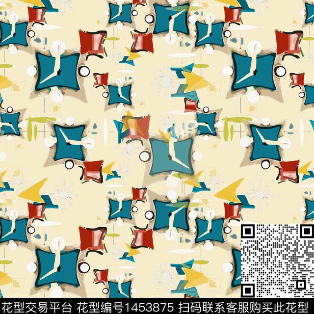 格子几何大牌风传统印花华亿平台下载（图片编号: 1453875） - 瓦栏（Walan）