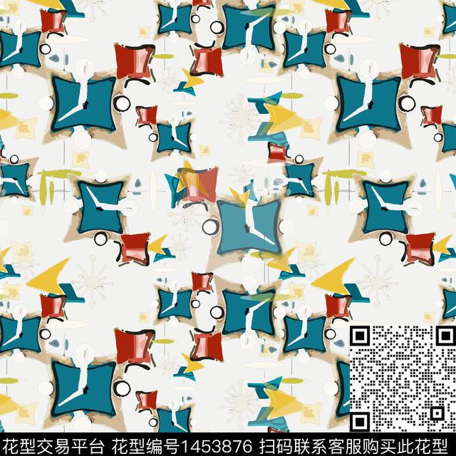 格子几何大牌风传统印花华亿平台下载（图片编号: 1453876） - 瓦栏（Walan）