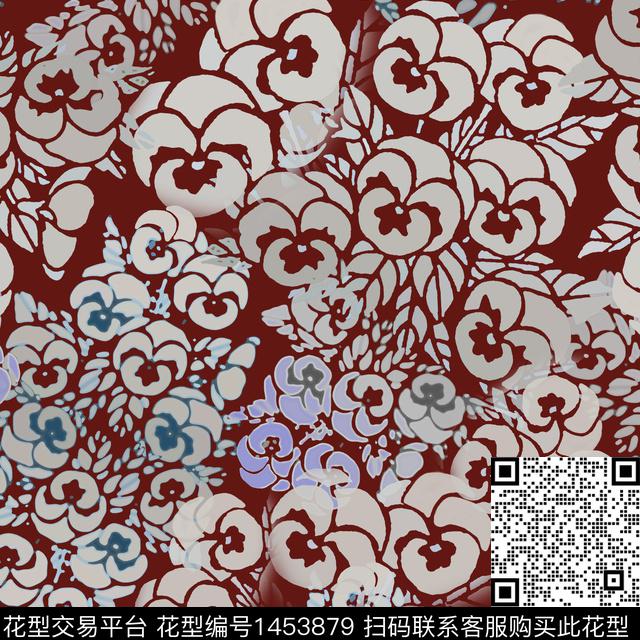花卉大牌风小碎花数码印花华亿平台下载（图片编号: 1453879） - 瓦栏（Walan）