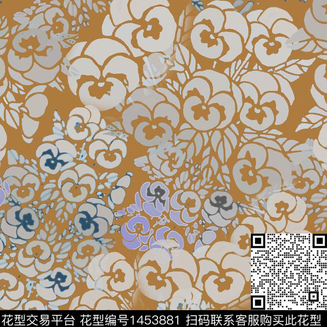 花卉大牌风小碎花数码印花华亿平台下载（图片编号: 1453881） - 瓦栏（Walan）