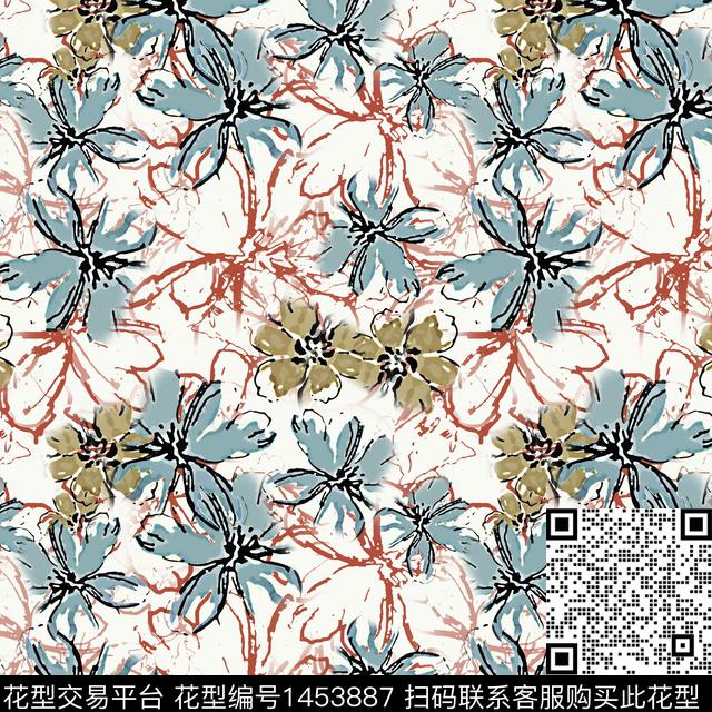 花卉大牌风小碎花传统印花华亿平台下载（图片编号: 1453887） - 瓦栏（Walan）