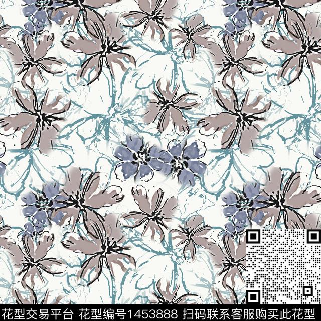 花卉大牌风小碎花传统印花华亿平台下载（图片编号: 1453888） - 瓦栏（Walan）