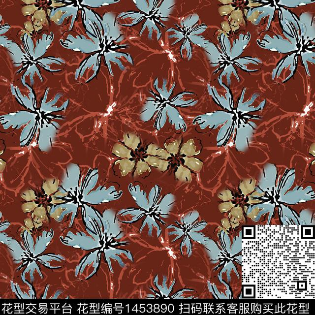 花卉大牌风小碎花传统印花华亿平台下载（图片编号: 1453890） - 瓦栏（Walan）