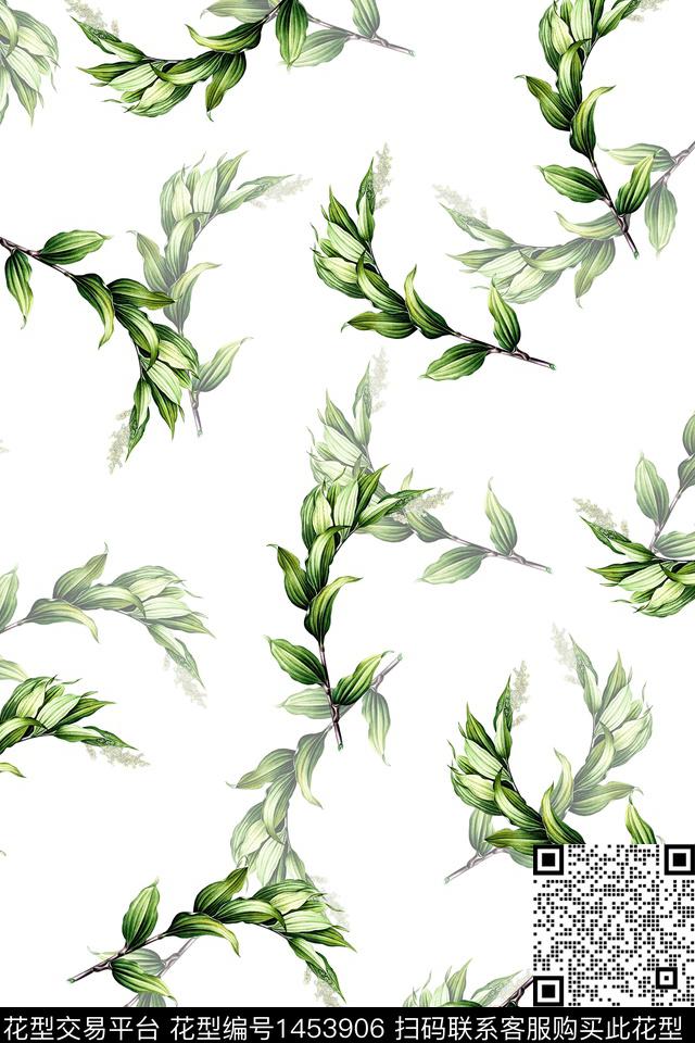 绿植树叶雪纺大牌风数码印花华亿平台下载（图片编号: 1453906） - 瓦栏（Walan）