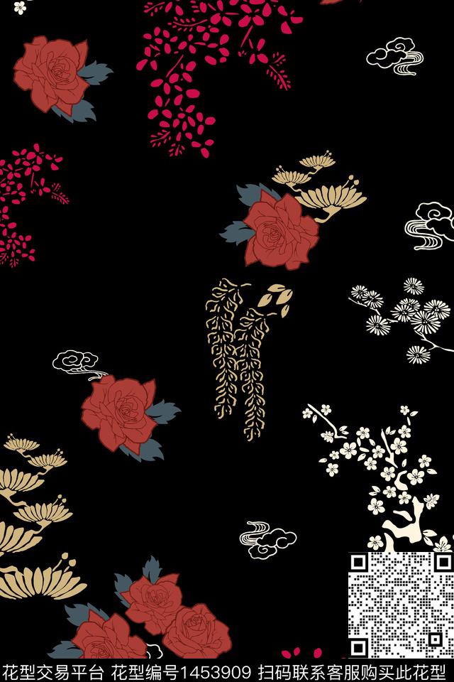 民族风花卉大牌风数码印花华亿平台下载（图片编号: 1453909） - 瓦栏（Walan）