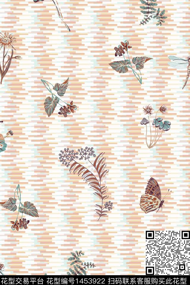 几何民族风花卉数码印花华亿平台下载（图片编号: 1453922） - 瓦栏（Walan）