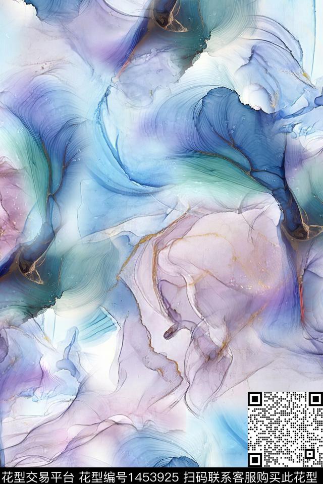 抽象小清新真丝数码印花华亿平台下载（图片编号: 1453925） - 瓦栏（Walan）