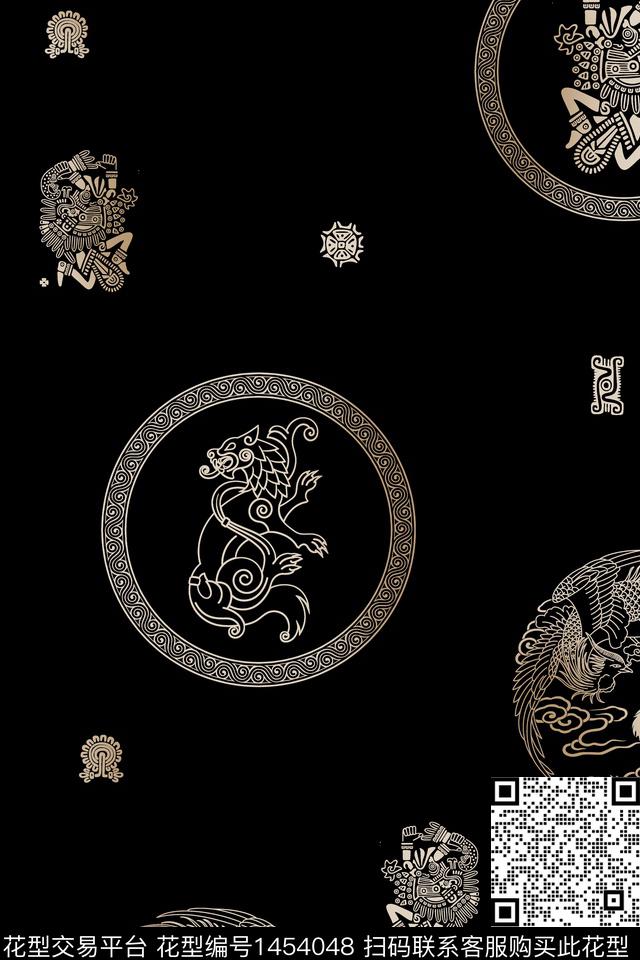 唐装祥云民族风数码印花华亿平台下载（图片编号: 1454048） - 瓦栏（Walan）