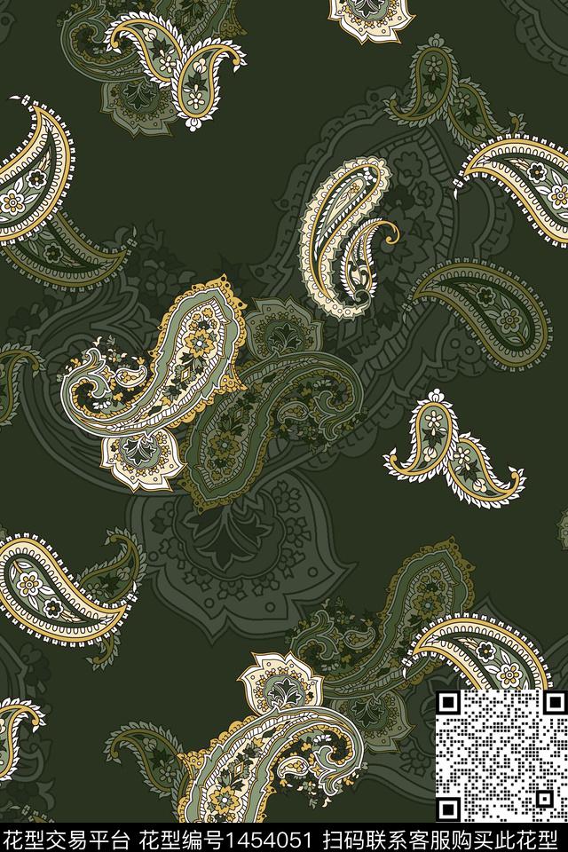 佩斯利民族风大牌风数码印花华亿平台下载（图片编号: 1454051） - 瓦栏（Walan）