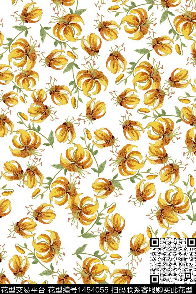 清爽底花卉民族风花卉数码印花华亿平台下载（图片编号: 1454055） - 瓦栏（Walan）