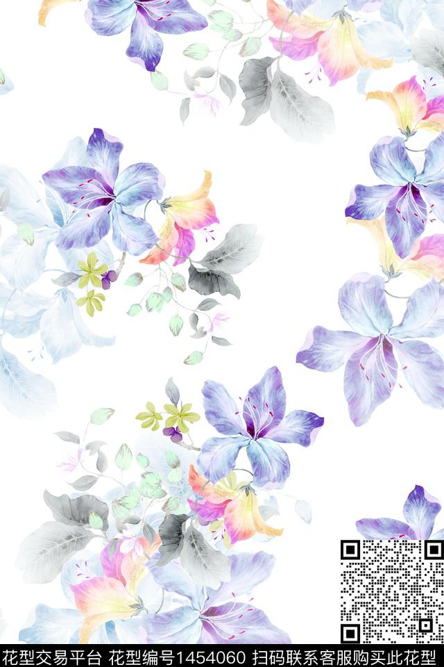 清爽底花卉花卉大牌风数码印花华亿平台下载（图片编号: 1454060） - 瓦栏（Walan）