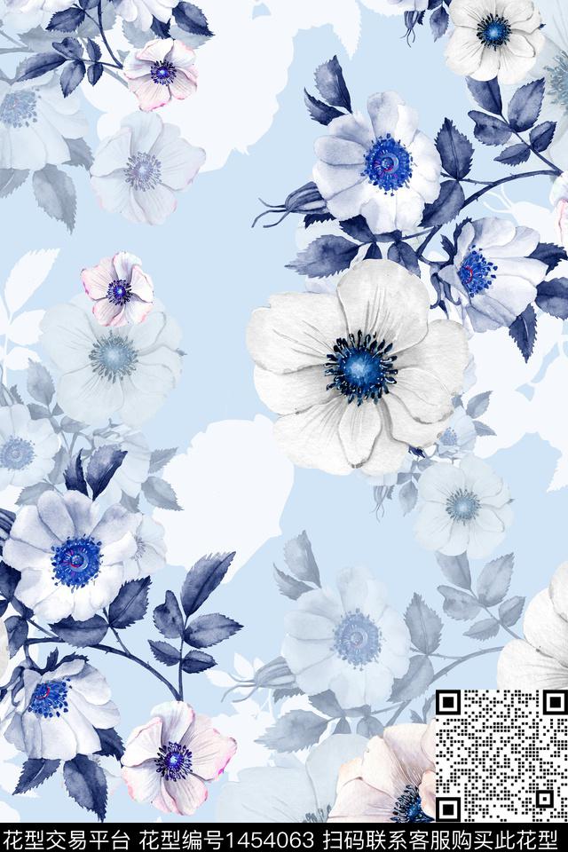 绿植树叶水彩雪纺数码印花华亿平台下载（图片编号: 1454063） - 瓦栏（Walan）