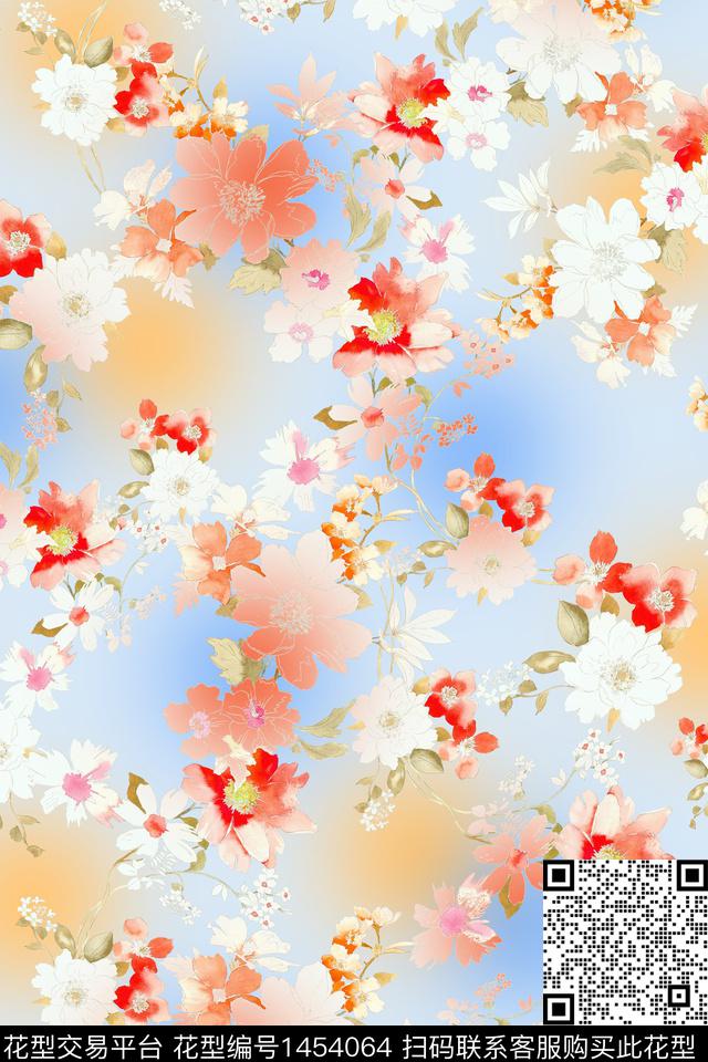 绿植树叶水彩雪纺数码印花华亿平台下载（图片编号: 1454064） - 瓦栏（Walan）