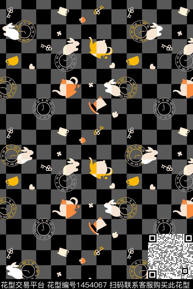 动物头格子大牌风传统印花华亿平台下载（图片编号: 1454067） - 瓦栏（Walan）
