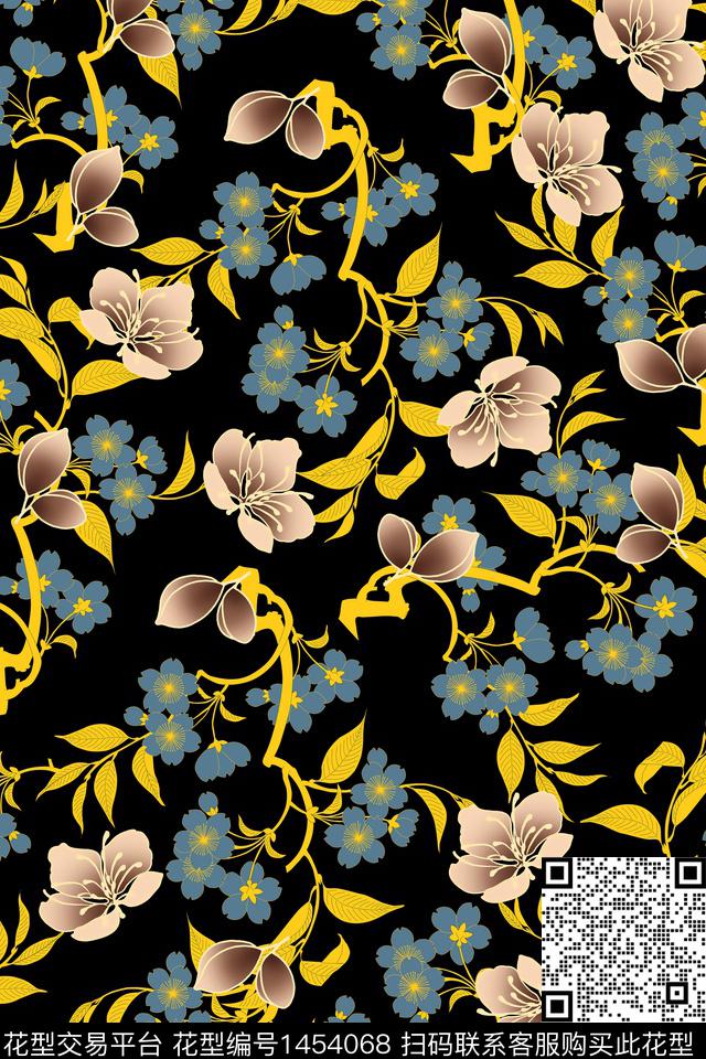 数码华亿平台花卉满版散花数码印花华亿平台下载（图片编号: 1454068） - 瓦栏（Walan）
