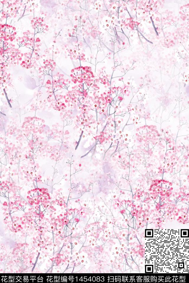 花卉小清新真丝数码印花华亿平台下载（图片编号: 1454083） - 瓦栏（Walan）