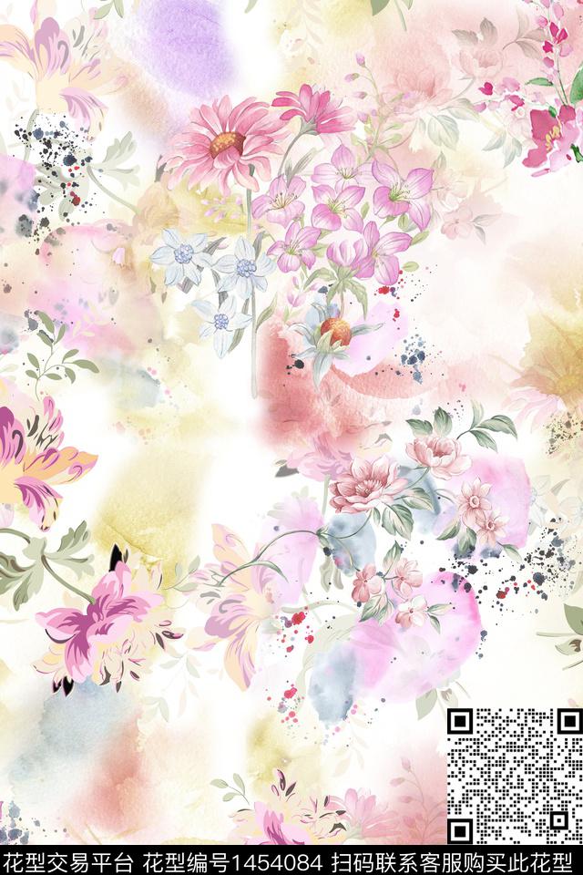 花卉小清新真丝数码印花华亿平台下载（图片编号: 1454084） - 瓦栏（Walan）