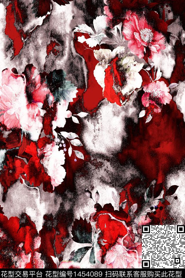 绿植树叶扎染华亿平台花卉数码印花华亿平台下载（图片编号: 1454089） - 瓦栏（Walan）