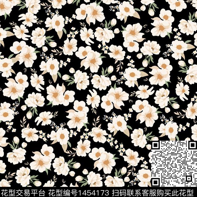 花卉满版散花传统华亿平台传统印花华亿平台下载（图片编号: 1454173） - 瓦栏（Walan）